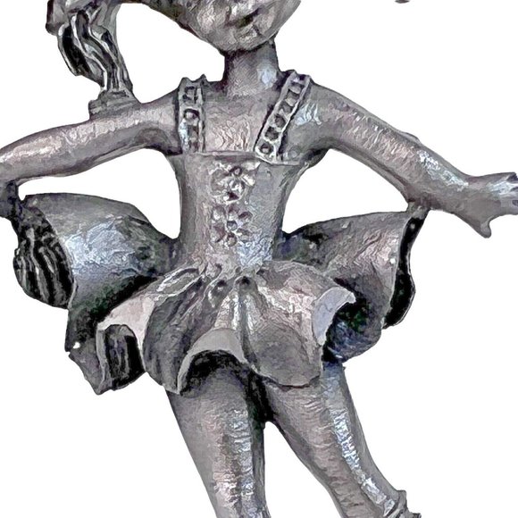 Peltro Pewter Girl Ballerina Figurine On Wood Stand Made In Italy 3” Tall VTG - Picture 3 of 10